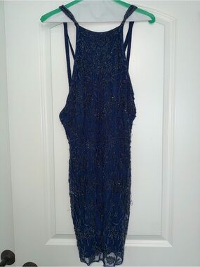 PromGirl Navy Beaded Mini Dress